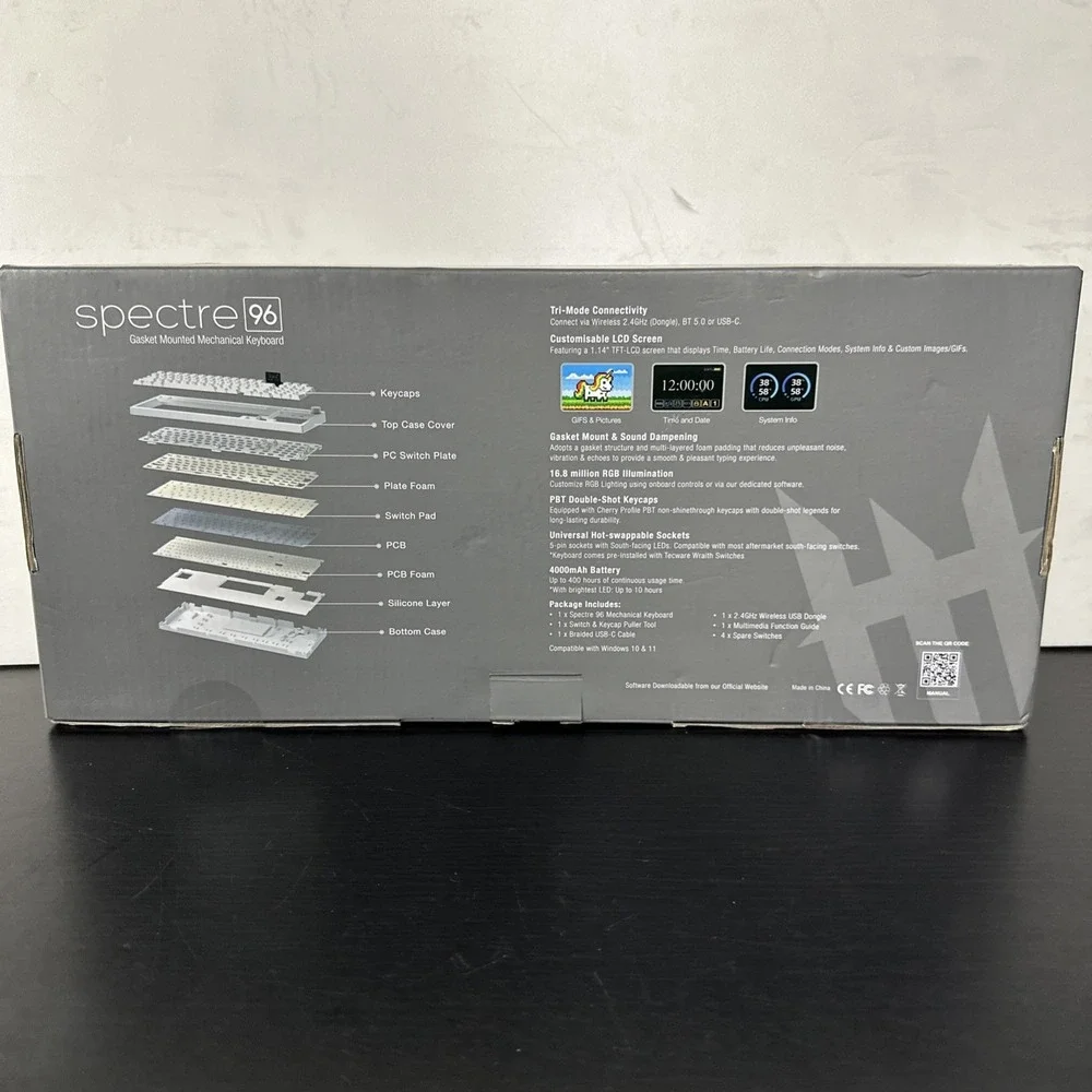 Tecware Spectre 96 RGB White Mechanical‎ Keyboard Customizable LCD Screen